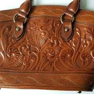 Patricia Nash brown tooled leather bag--NEVER WORN